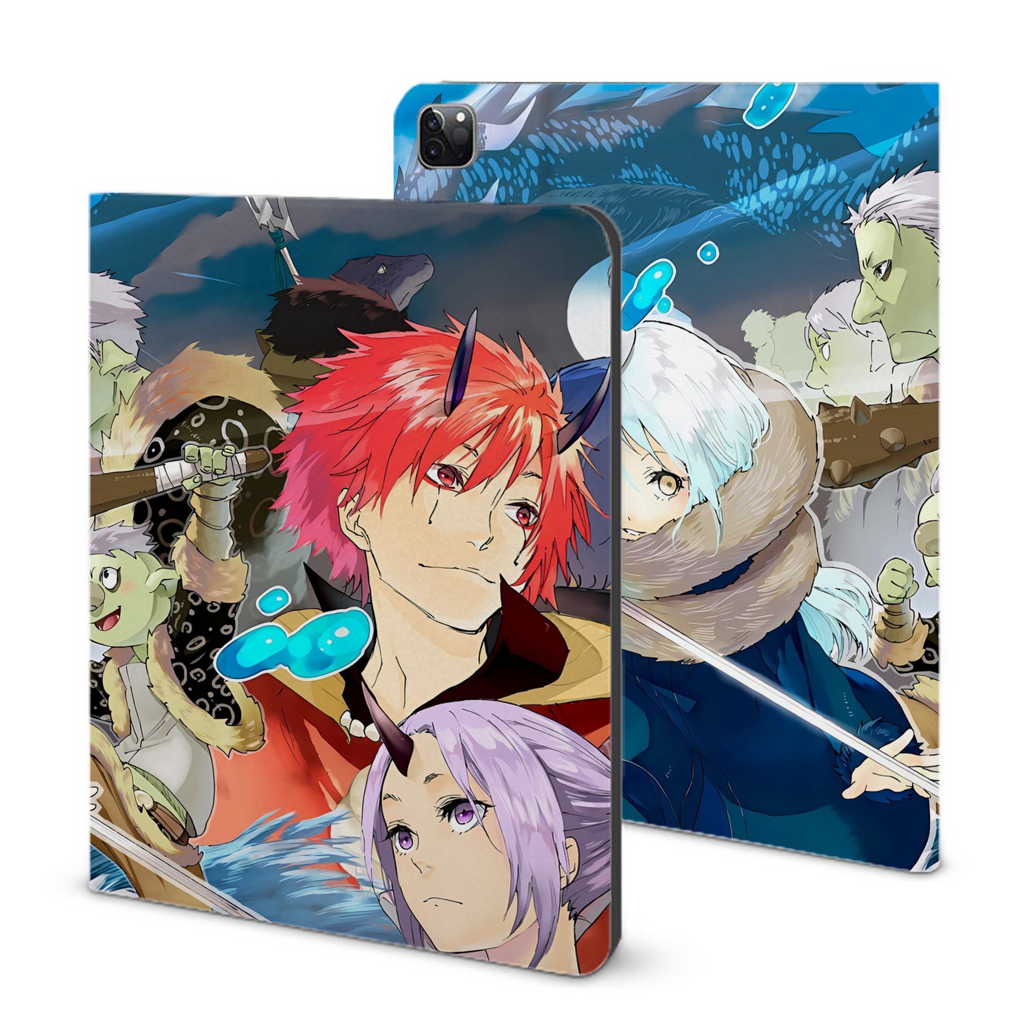 （画像用） 転スラ Regarding Reincarnated to Slime IPad ケース ブック型 PUレザー TPU 耐衝撃 軽量 薄型 ペン収納なし 全面保護 IPad 各モデル対応